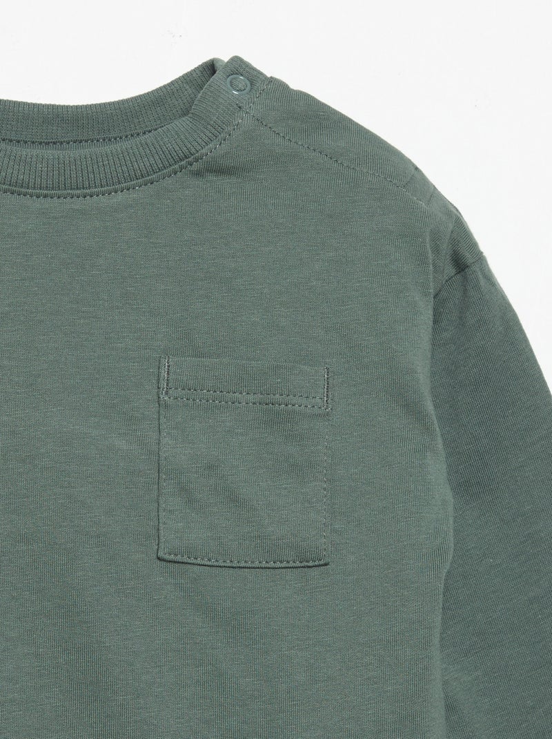 Camiseta de manga larga y bolsillo en el pecho Verde - Kiabi