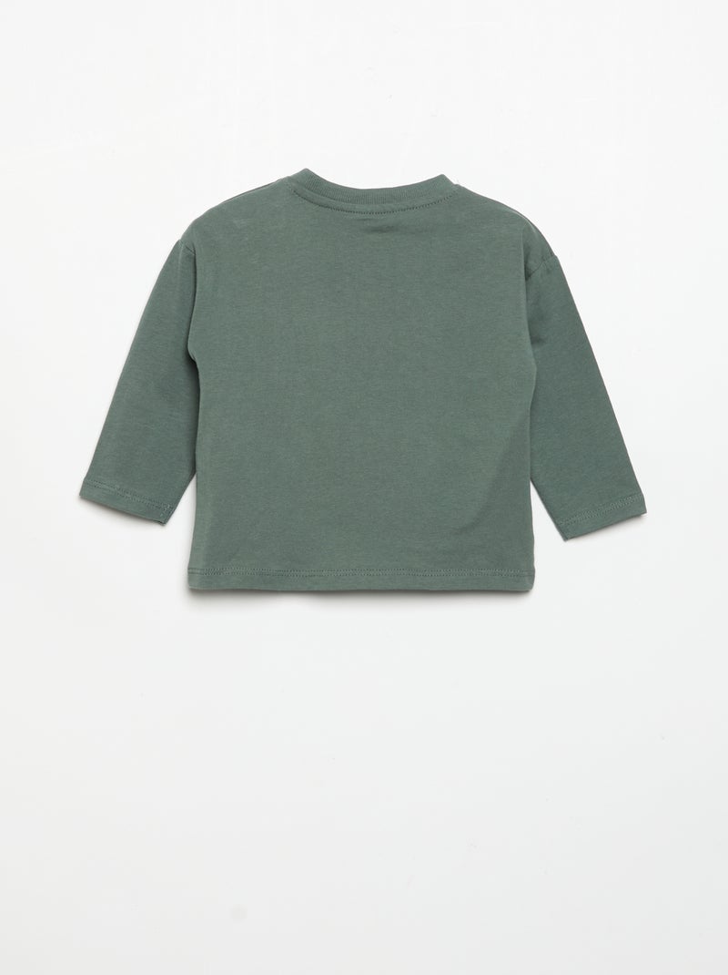 Camiseta de manga larga y bolsillo en el pecho Verde - Kiabi