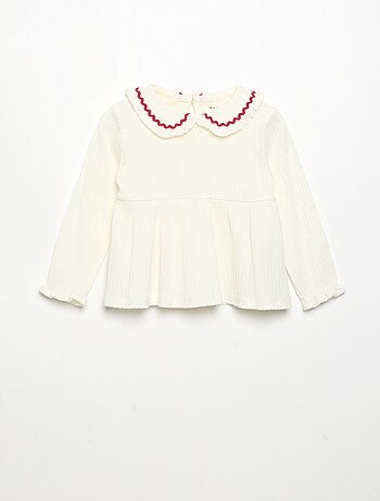 Camiseta de manga larga y cuello Claudine