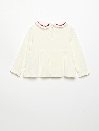 Camiseta de manga larga y cuello Claudine