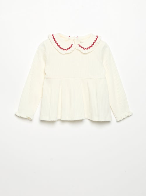 Camiseta de manga larga y cuello Claudine - Kiabi