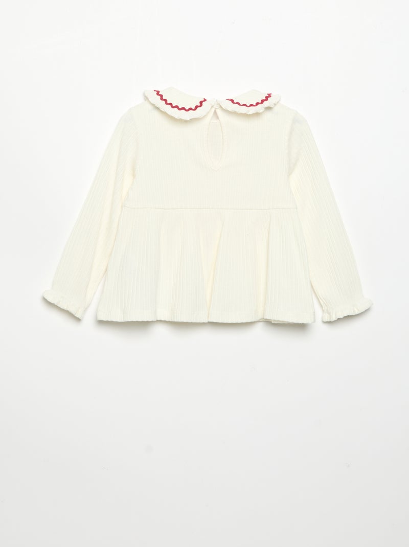 Camiseta de manga larga y cuello Claudine Blanco - Kiabi