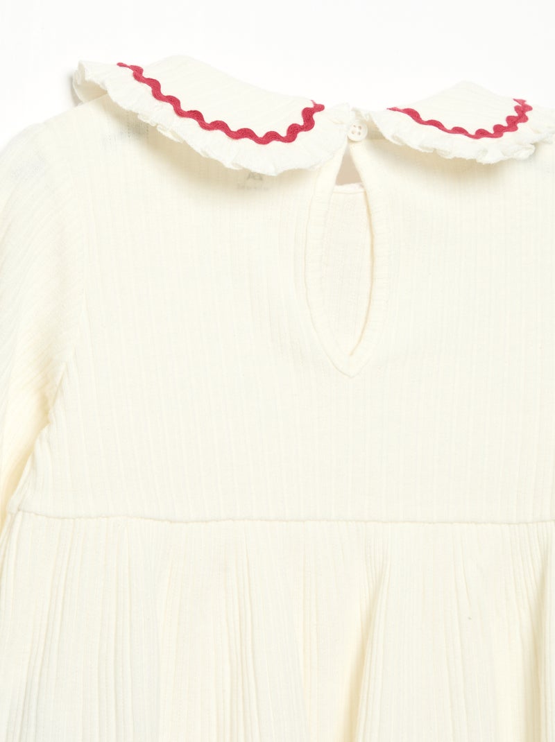 Camiseta de manga larga y cuello Claudine Blanco - Kiabi