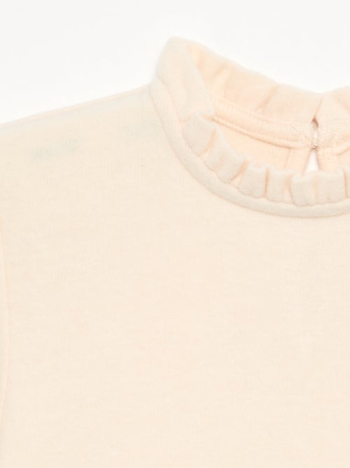 Camiseta de manga larga y cuello con volantes - Kiabi