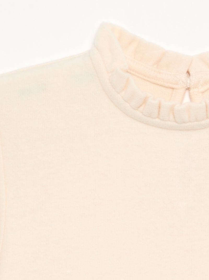 Camiseta de manga larga y cuello con volantes Crudo - Kiabi