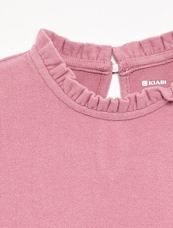 Camiseta de manga larga y cuello con volantes