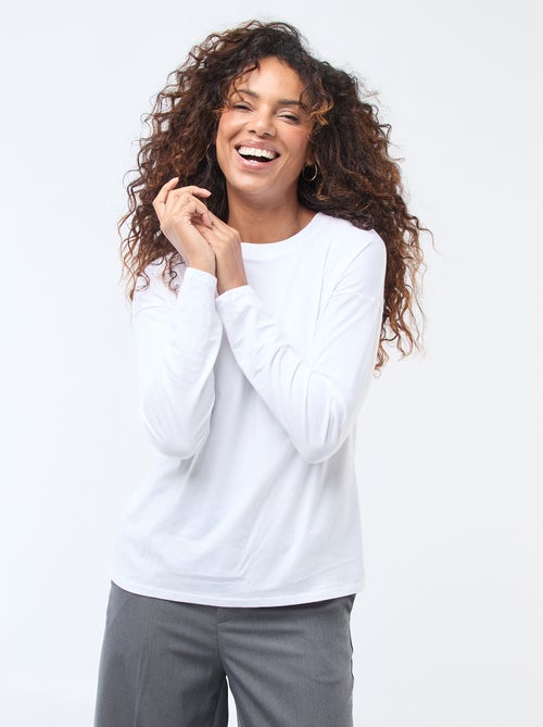 Camiseta de manga larga y cuello redondo - Kiabi