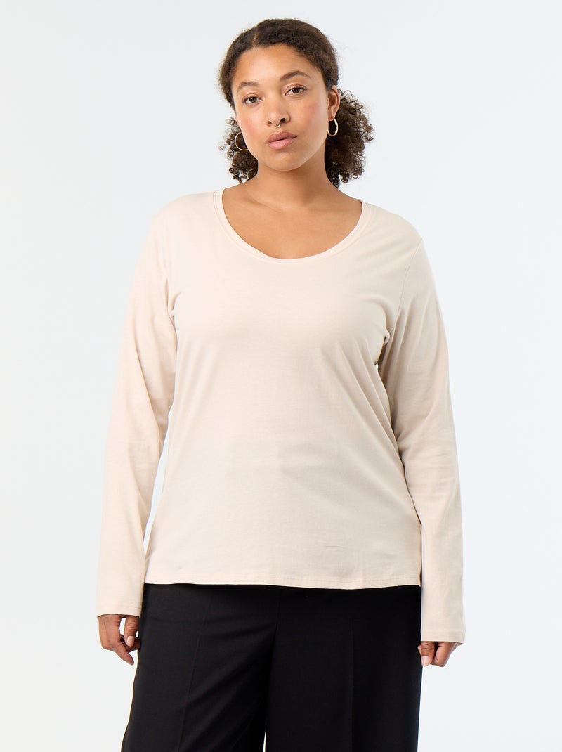Camiseta de manga larga y cuello redondo Gris - Kiabi