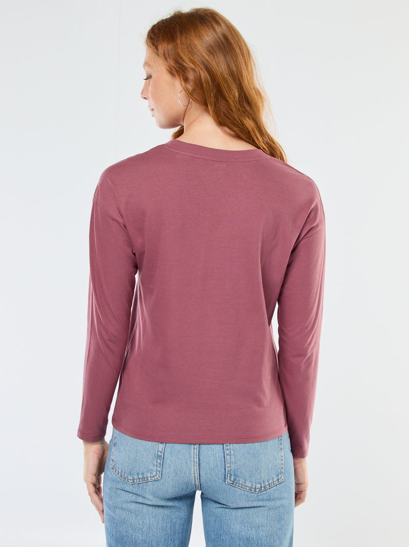 Camiseta de manga larga y cuello redondo Rosa - Kiabi