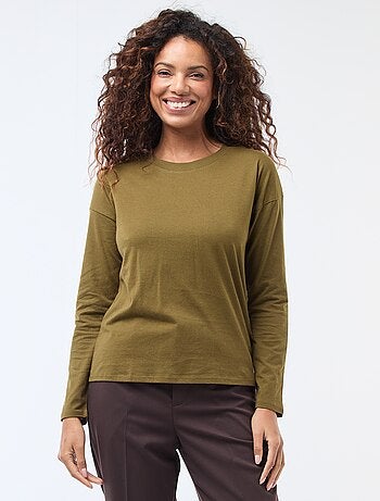 Camiseta de manga larga y cuello redondo