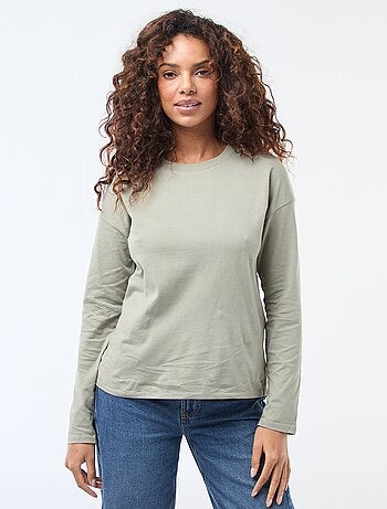 Camiseta de manga larga y cuello redondo