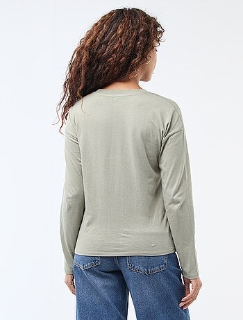 Camiseta de manga larga y cuello redondo