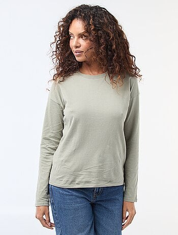 Camiseta de manga larga y cuello redondo