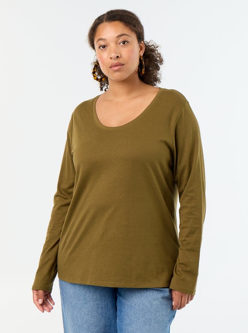 Camiseta de manga larga y cuello redondo - Kiabi Camiseta de manga larga y cuello redondo - Kiabi
