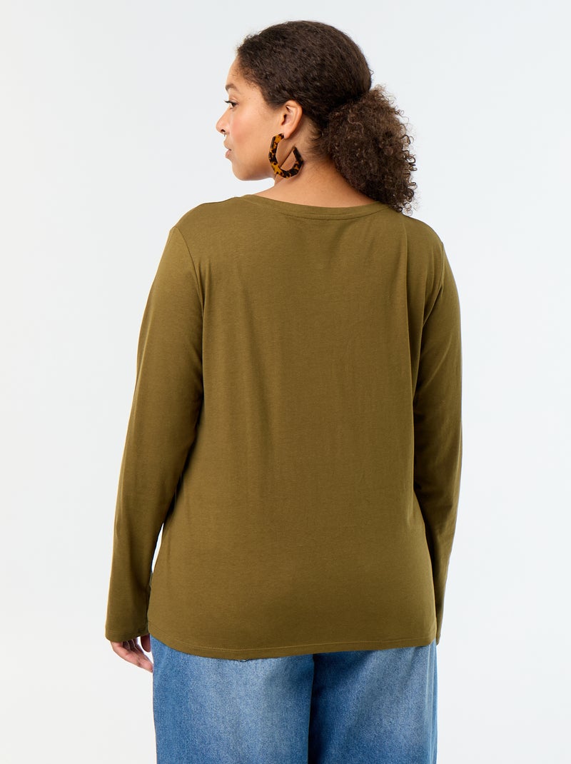Camiseta de manga larga y cuello redondo Verde - Kiabi
