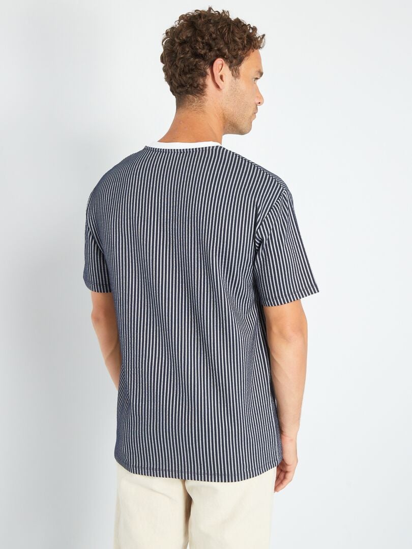 Camiseta de material texturizado AZUL - Kiabi