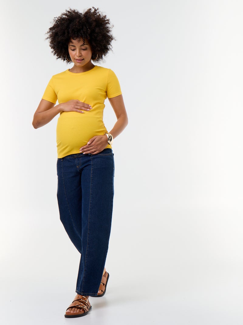 Camiseta de maternidad acanalada Amarillo - Kiabi