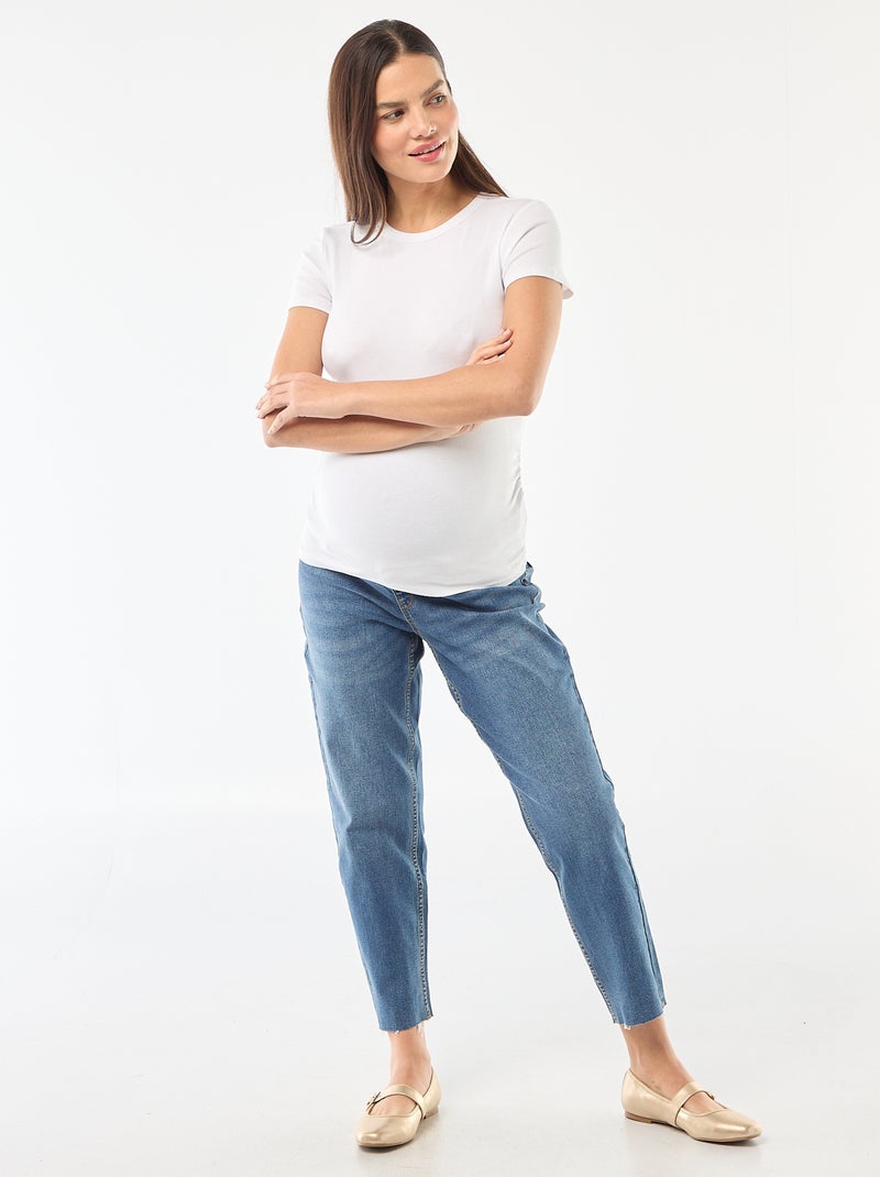 Camiseta de maternidad acanalada Blanco - Kiabi