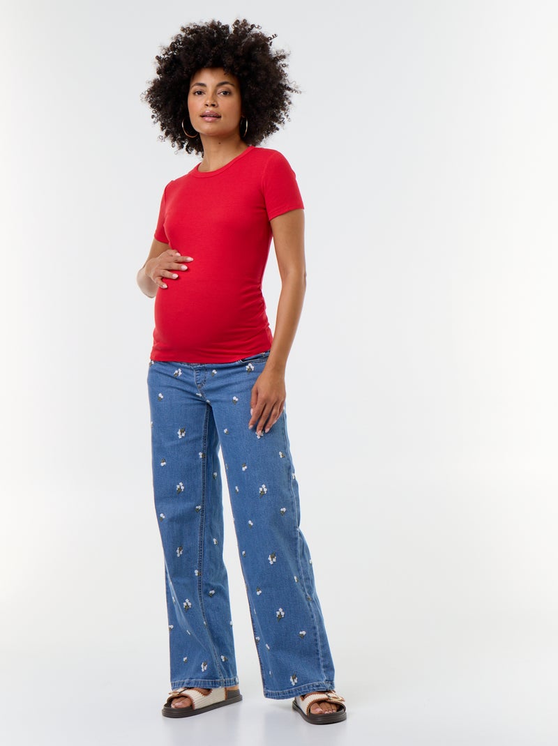 Camiseta de maternidad acanalada Rojo - Kiabi