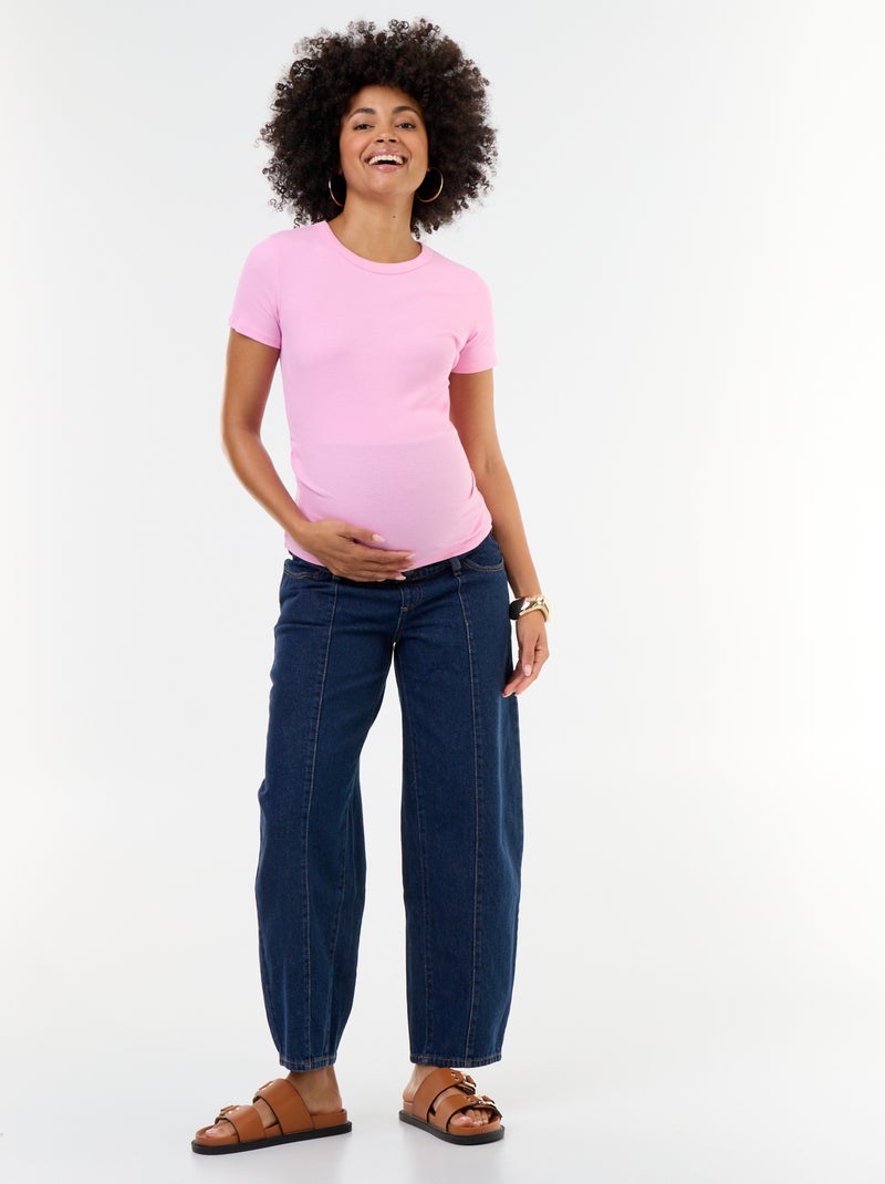 Camiseta de maternidad acanalada Rosa - Kiabi