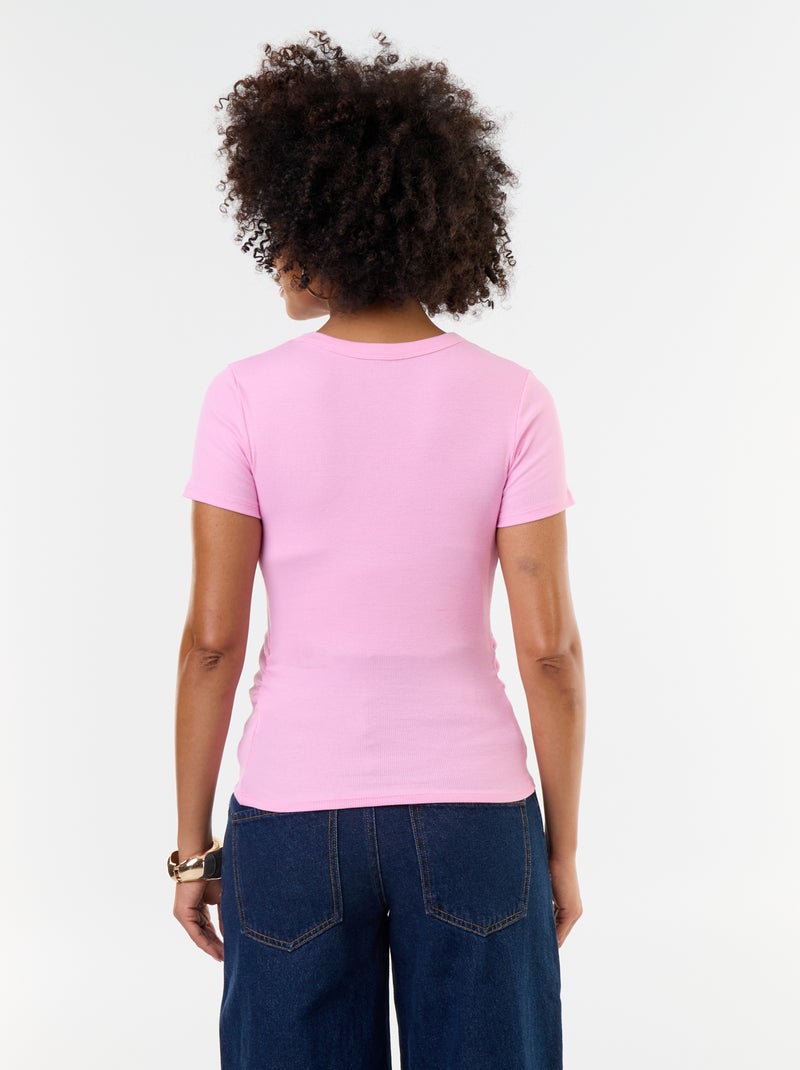 Camiseta de maternidad acanalada Rosa - Kiabi