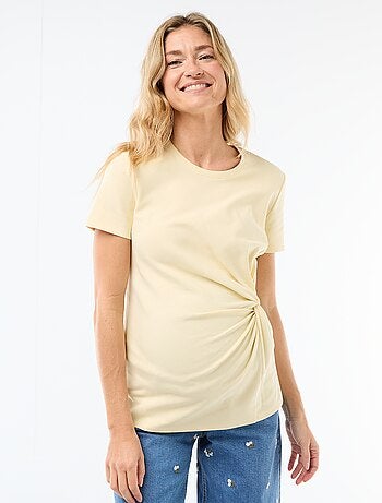 Camiseta de maternidad con cuello redondo drapeado