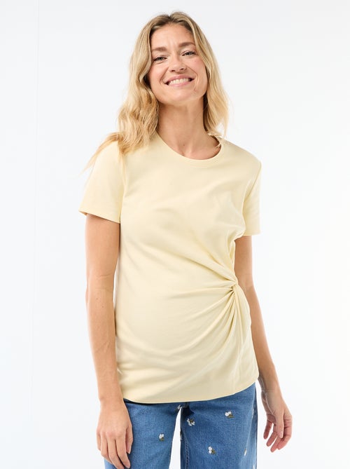 Camiseta de maternidad con cuello redondo drapeado - Kiabi