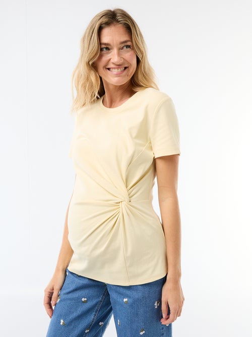 Camiseta de maternidad con cuello redondo drapeado - Kiabi