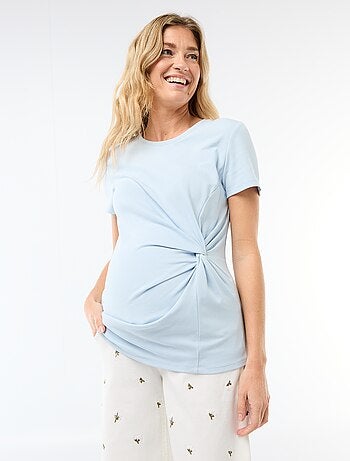Camiseta de maternidad con cuello redondo drapeado