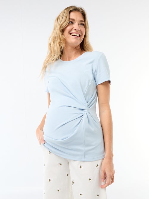 Camiseta de maternidad con cuello redondo drapeado - Kiabi