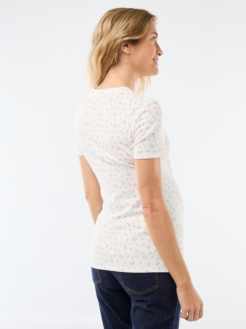 Camiseta de maternidad con cuello redondo drapeado Beige - Kiabi