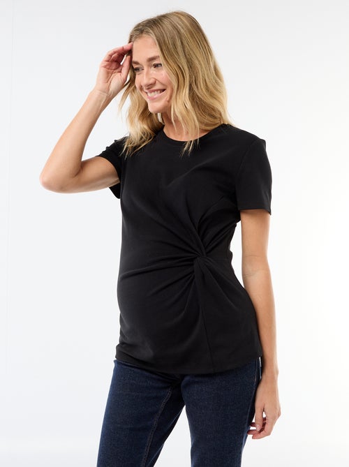 Camiseta de maternidad con cuello redondo drapeado - Kiabi