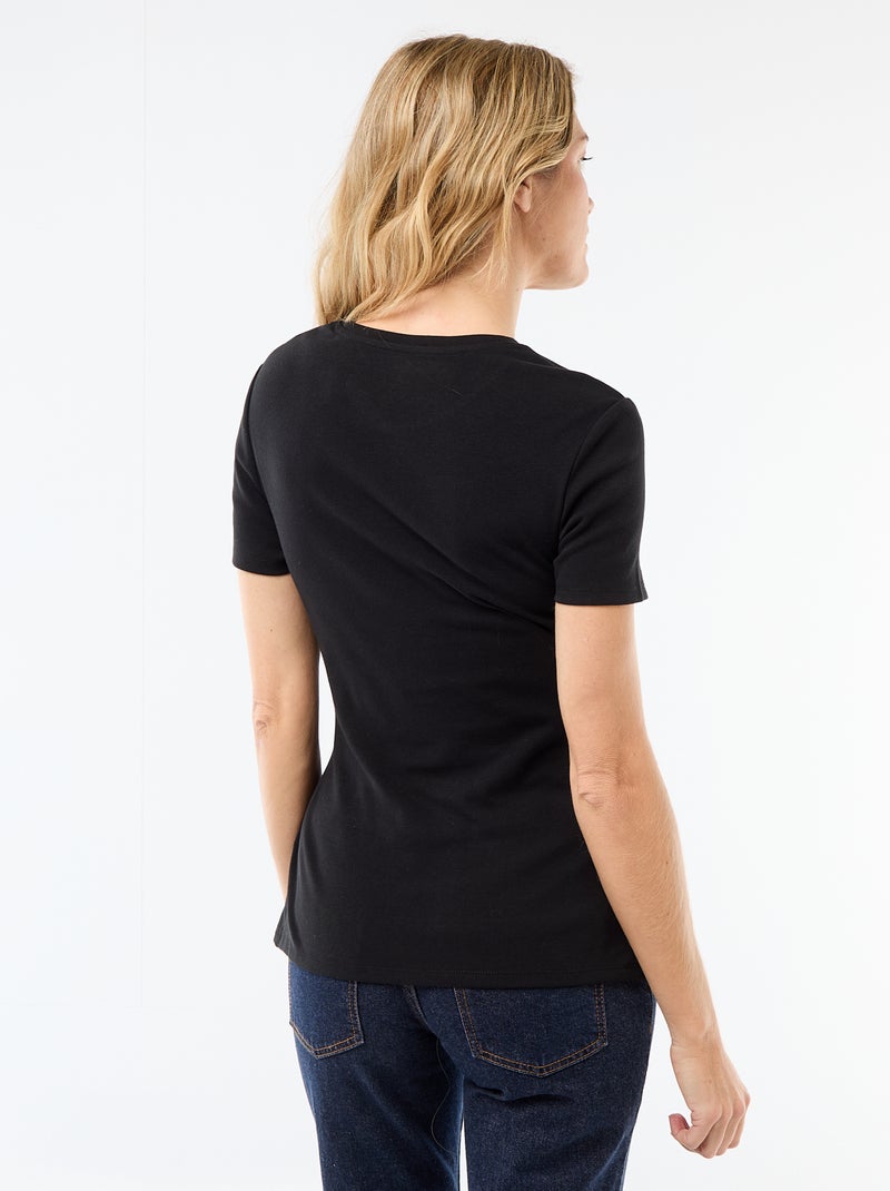 Camiseta de maternidad con cuello redondo drapeado Negro - Kiabi