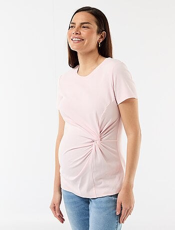 Camiseta de maternidad con cuello redondo drapeado