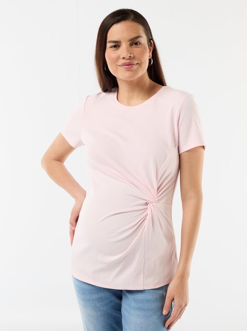 Camiseta de maternidad con cuello redondo drapeado - Kiabi Camiseta de maternidad con cuello redondo drapeado - Kiabi