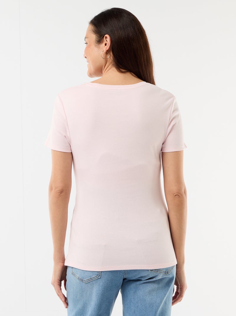 Camiseta de maternidad con cuello redondo drapeado Rosa - Kiabi