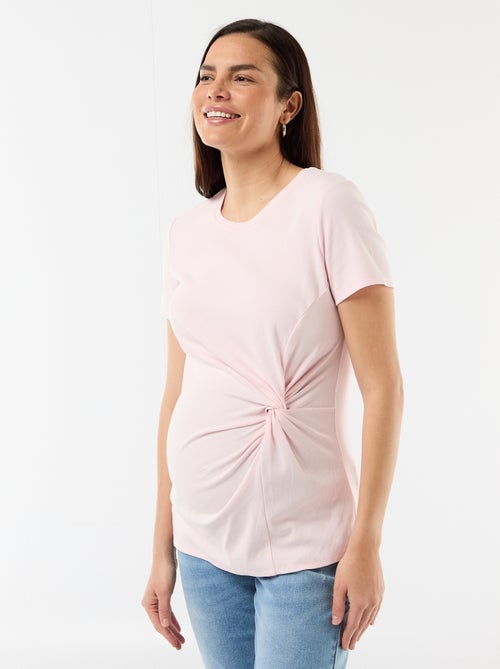 Camiseta de maternidad con cuello redondo drapeado - Kiabi Camiseta de maternidad con cuello redondo drapeado - Kiabi