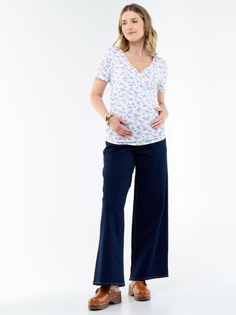 Camiseta de maternidad con escote cruzado Beige - Kiabi