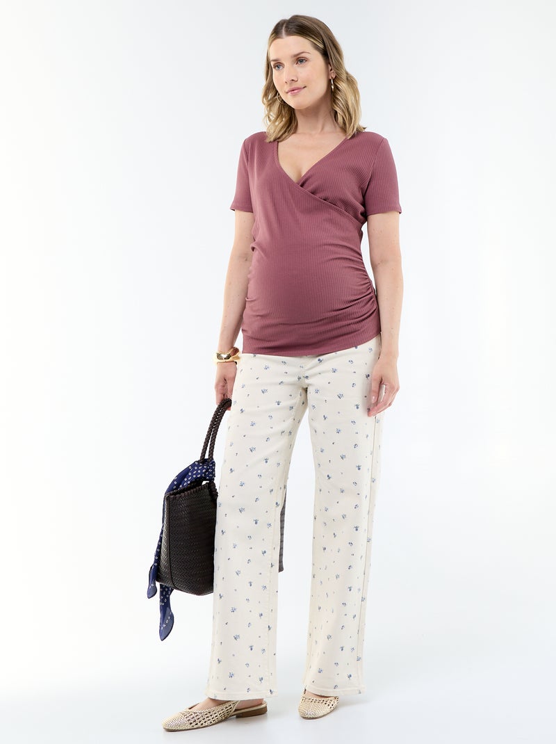 Camiseta de maternidad con escote cruzado Rosa - Kiabi