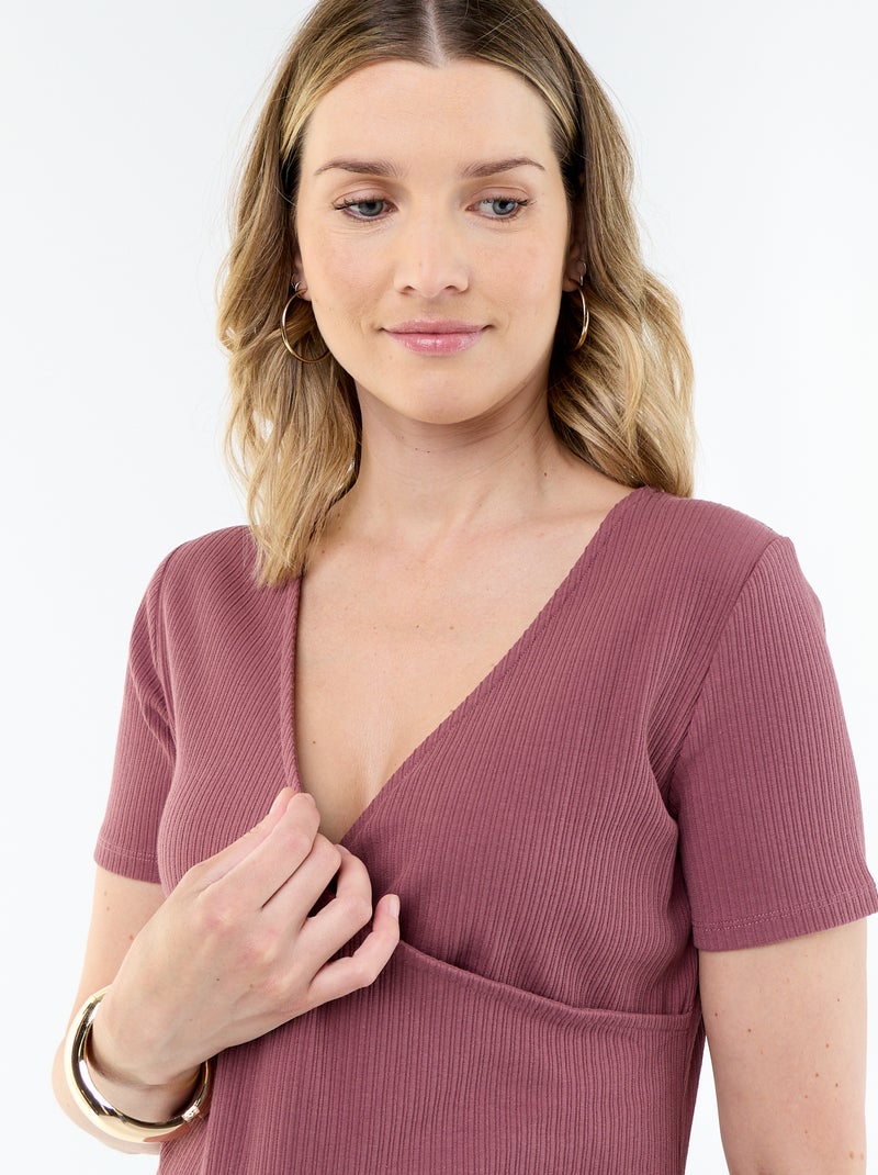 Camiseta de maternidad con escote cruzado Rosa - Kiabi