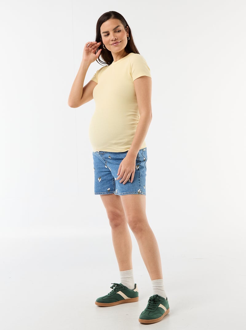 Camiseta de maternidad de canalé Amarillo - Kiabi