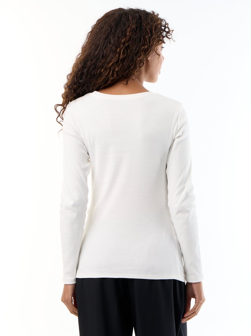 Camiseta de maternidad de canalé Blanco - Kiabi