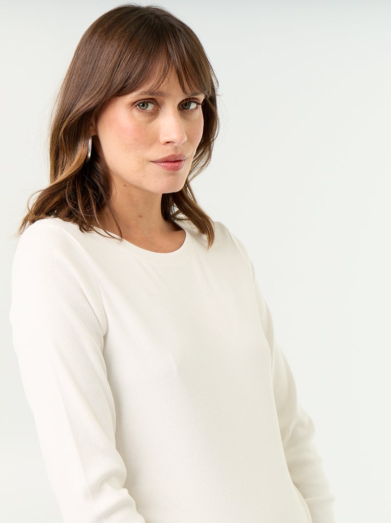 Camiseta de maternidad de canalé Blanco - Kiabi