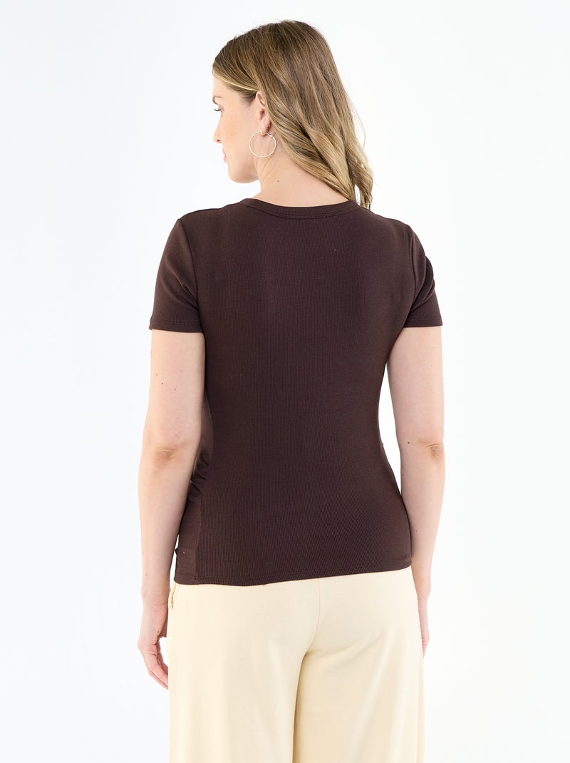Camiseta de maternidad de canalé Marron - Kiabi