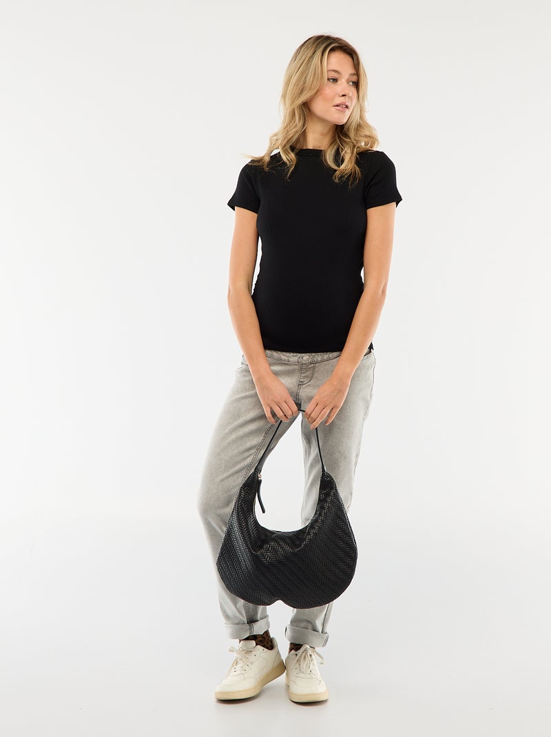 Camiseta de maternidad de canalé Negro - Kiabi