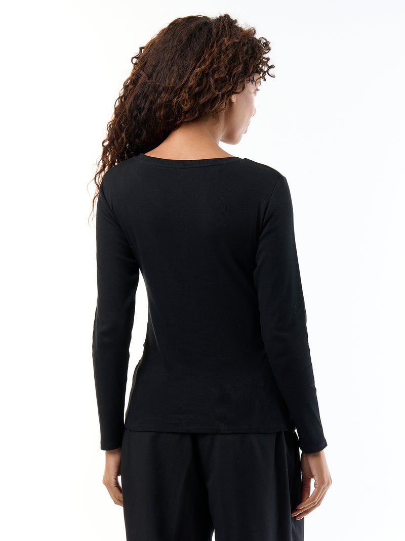 Camiseta de maternidad de canalé Negro - Kiabi