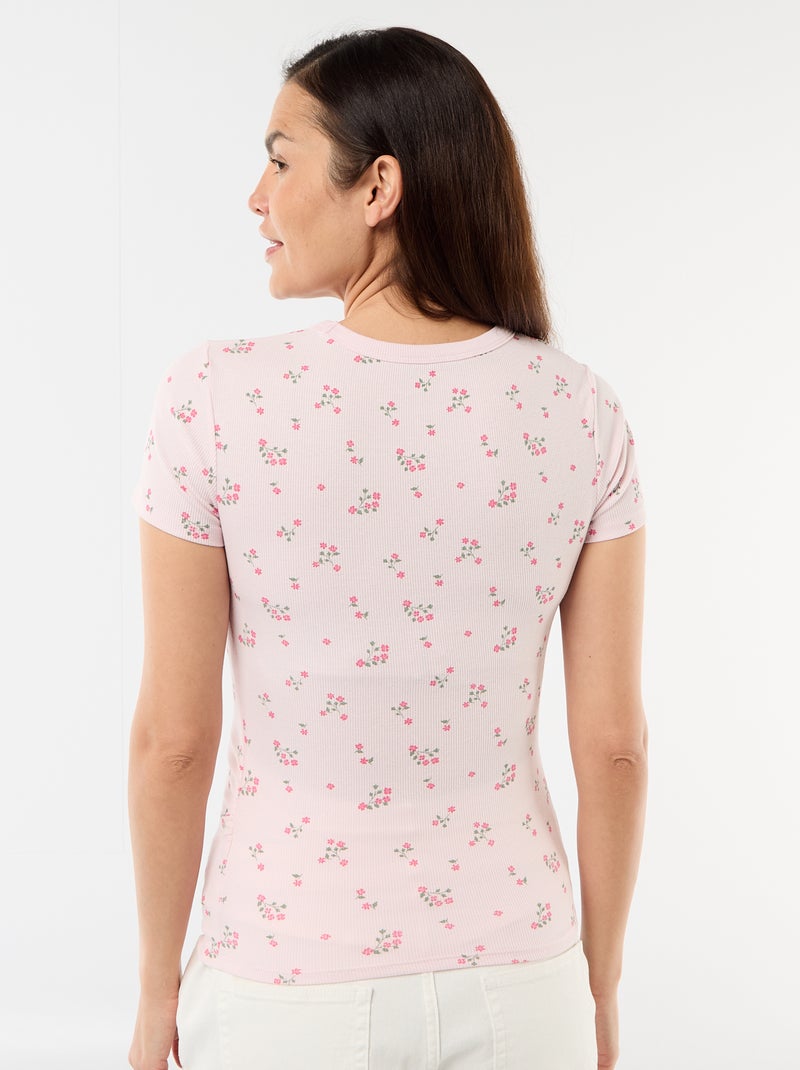 Camiseta de maternidad de canalé Rosa - Kiabi