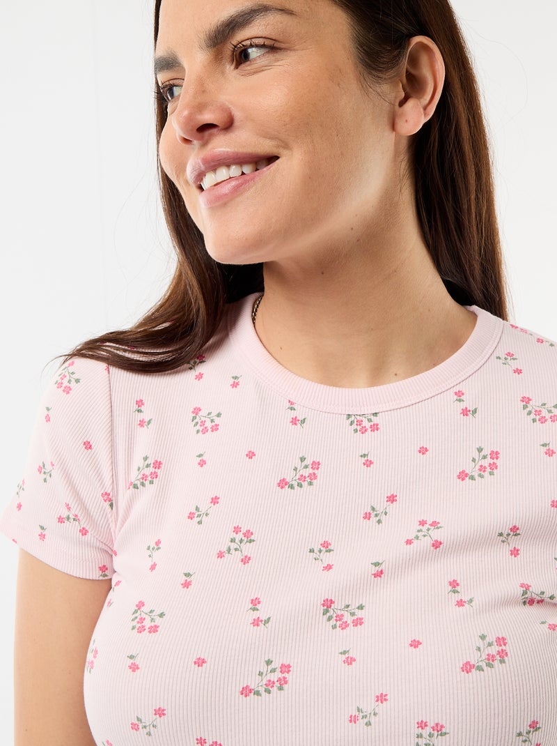 Camiseta de maternidad de canalé Rosa - Kiabi