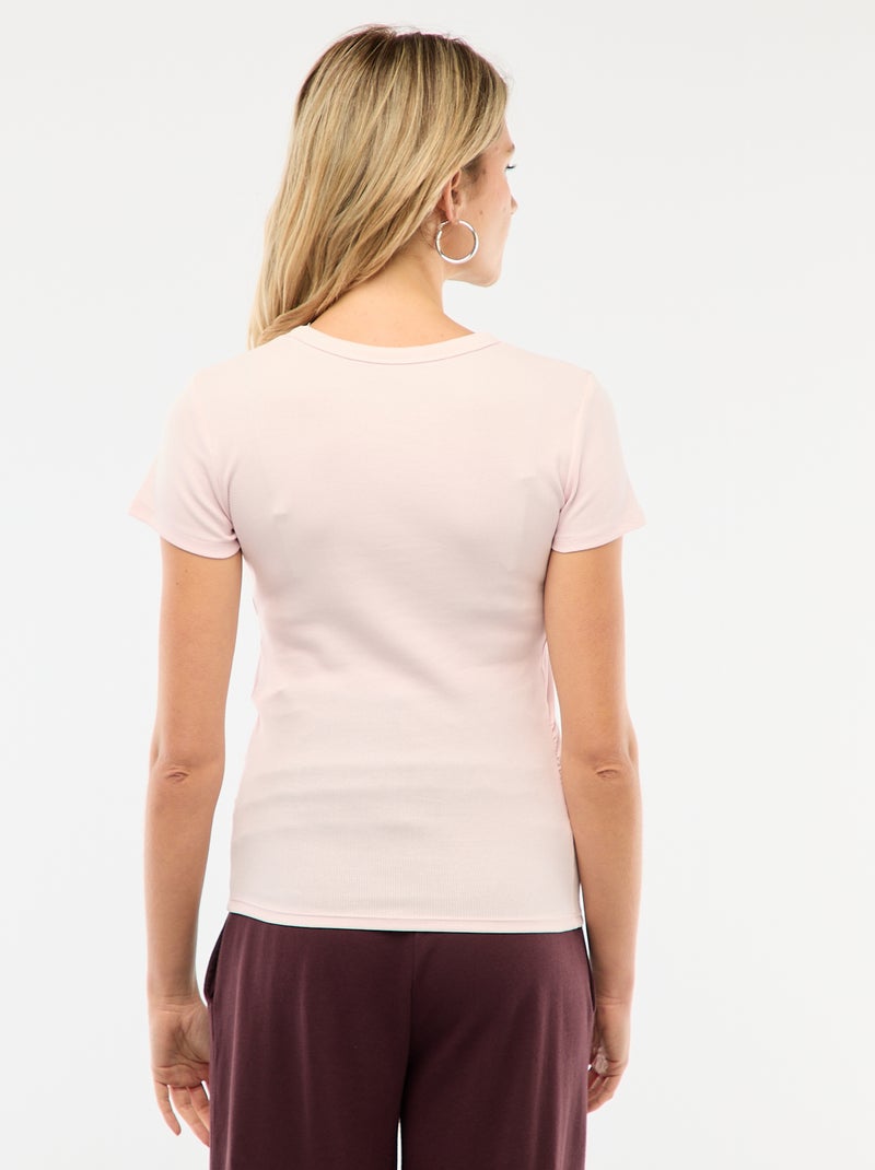 Camiseta de maternidad de canalé Rosa - Kiabi