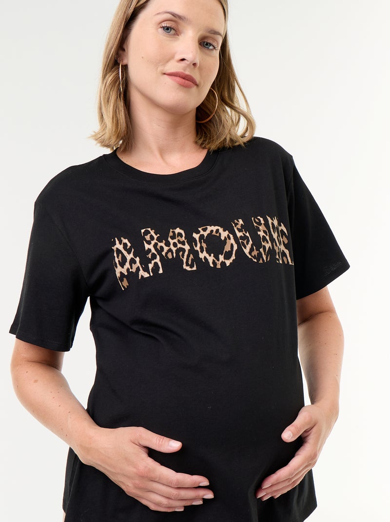 Camiseta de maternidad estampada Negro - Kiabi